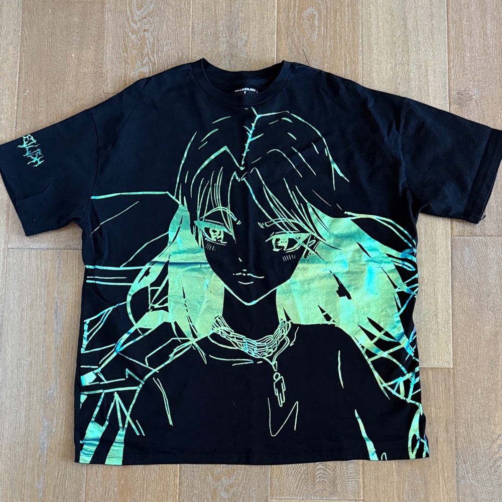 Billie Eilish - Bershka Black and Green Graphic Tee